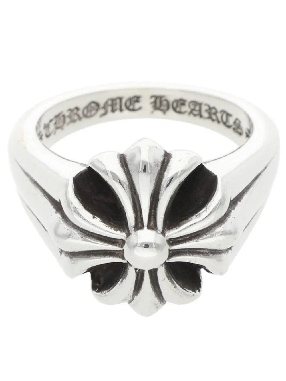 Chrome Hearts Cutout CH Pls LG Large CH Plus Silver Ring